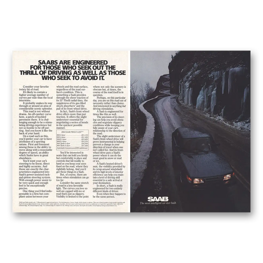 1984 Saab Those Who Seek Out the Thrill of Driving Vintage Magazine Print Ad