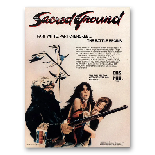 1984 Sacred Ground Movie Promo Part White Part Cherokee Vintage Magazine Print Ad