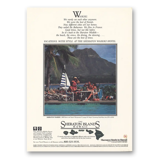 1984 Sheraton Hotels Hawaii Waikiki Hotel Vacations With Style Vintage Magazine Print Ad