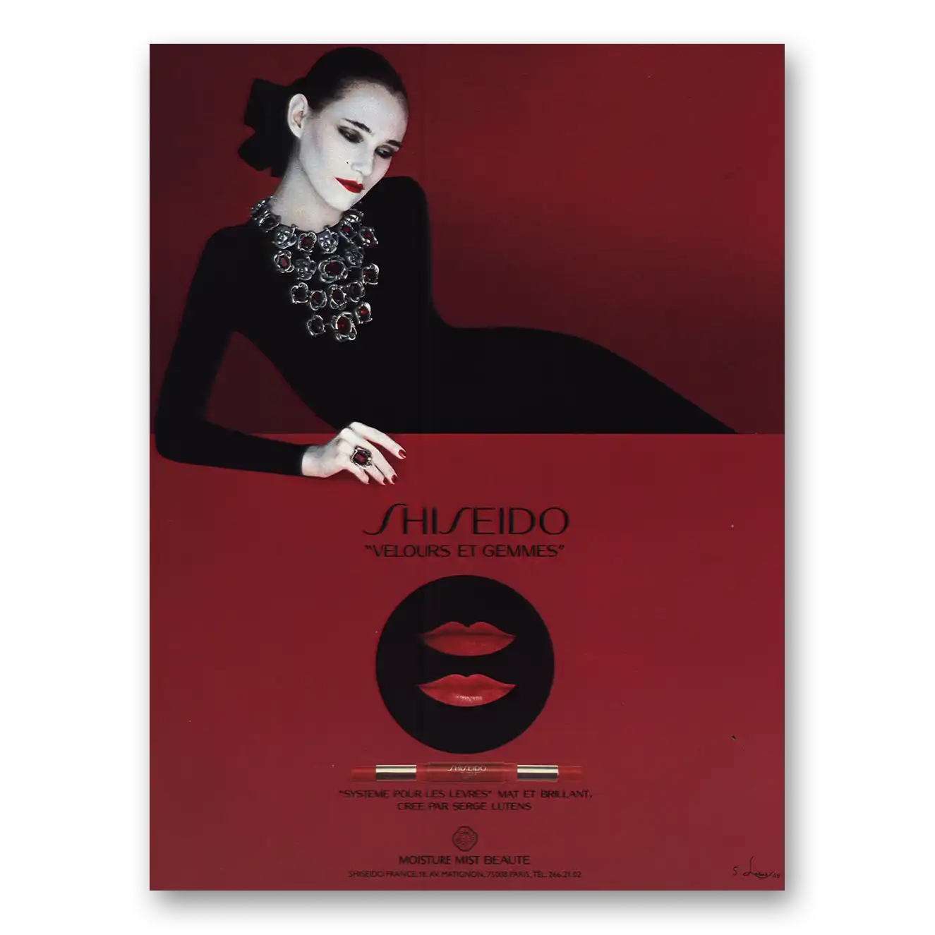 1984 Shiseido Velours Et Gemmes Vintage Magazine Print Ad