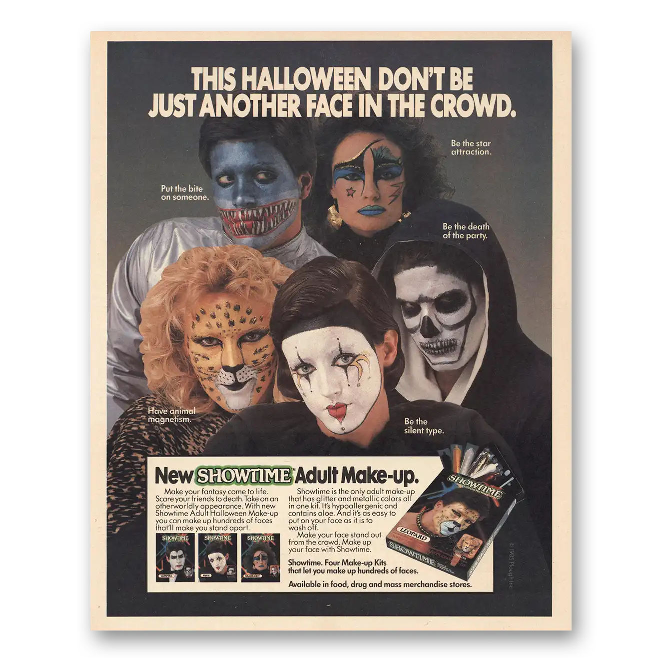 1984 Showtime Adult Make Up Halloween Just Another Face In the Crowd Vintage Magazine Print Ad