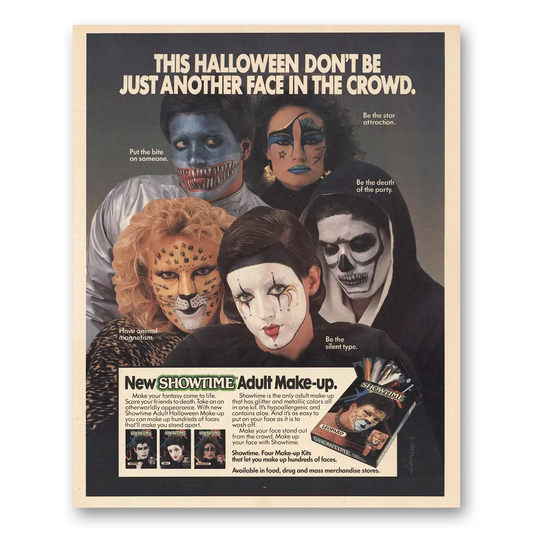 1984 Showtime Adult Make Up Halloween Just Another Face In the Crowd Vintage Magazine Print Ad