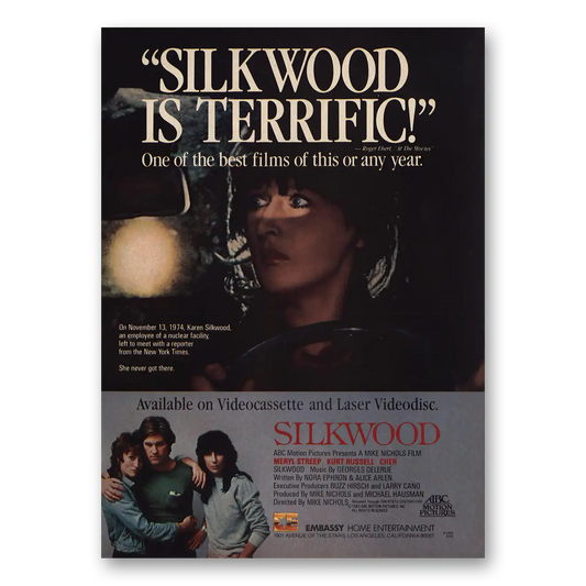 1984 Silkwood Movie Promo Cher and Meryl Streep Vintage Magazine Print Ad