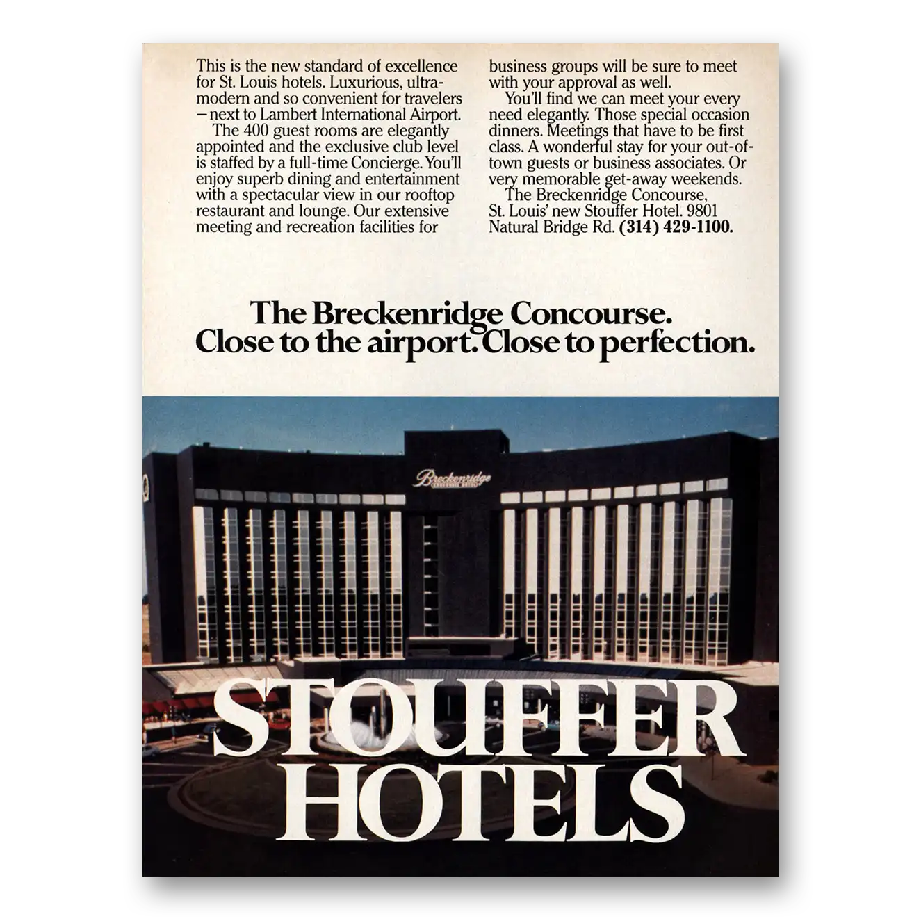 1984 Stouffer Hotels Breckenridge Concourse Vintage Magazine Print Ad