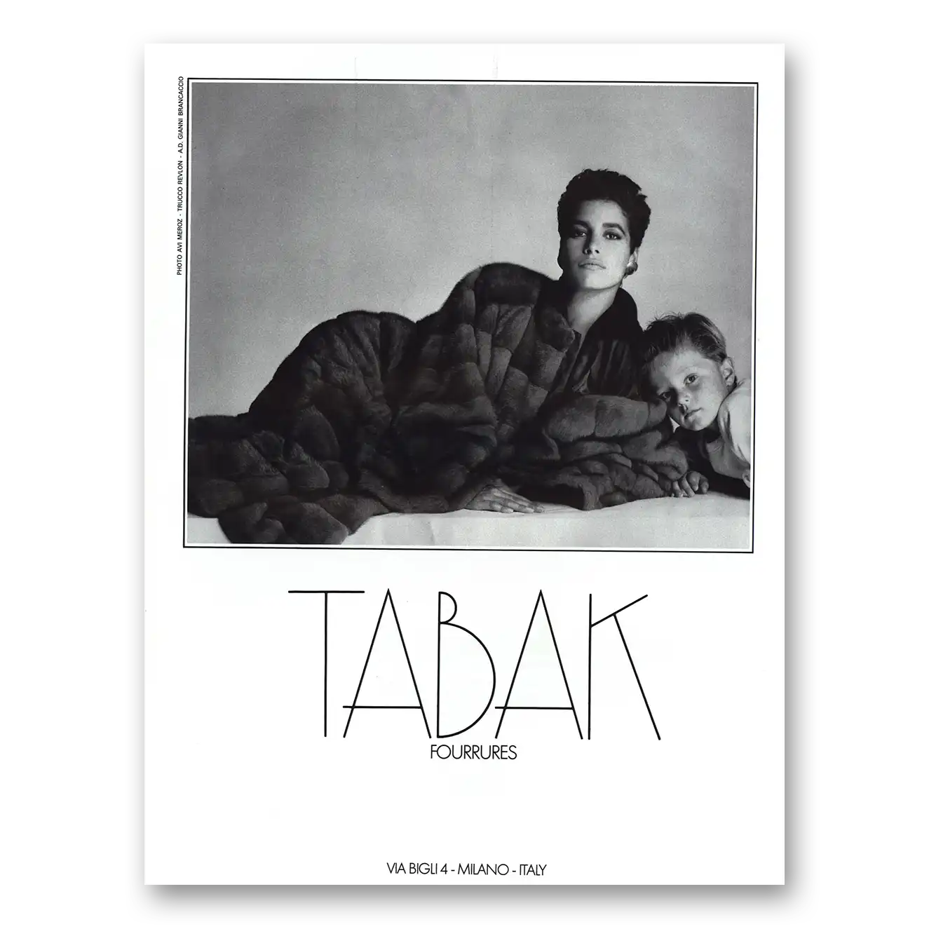 1984 Tabak Fourrures French Fashion Vintage Magazine Print Ad