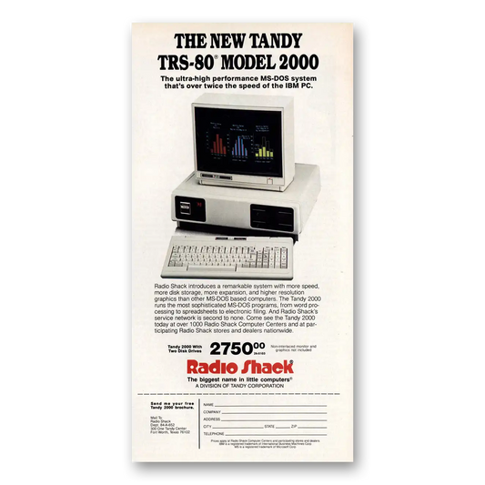 1984 Tandy Computer Twice the Speed of the IBM Vintage Magazine Print Ad