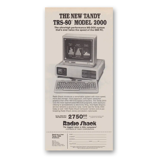 1984 Tandy Computer Twice the Speed of the IBM Vintage Magazine Print Ad