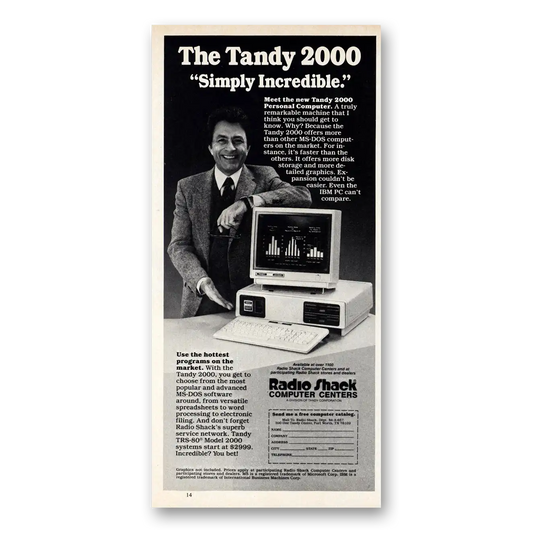 1984 Tandy Computer Simply Incredible Vintage Magazine Print Ad