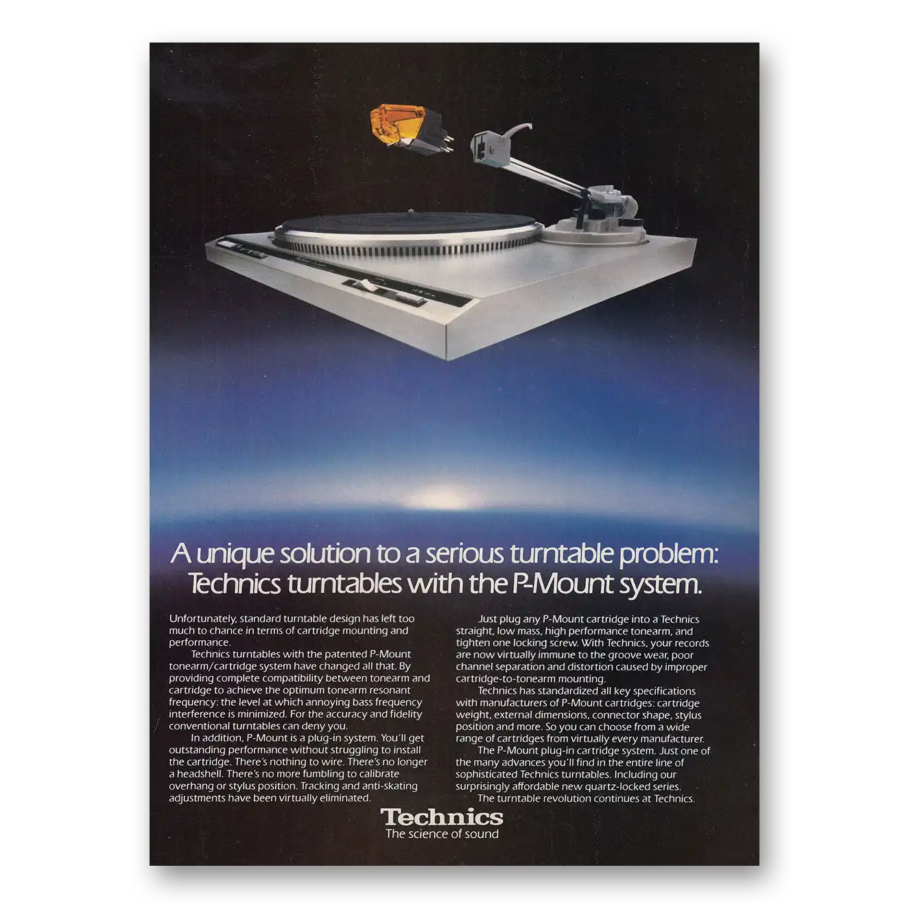 1984 Technics Turntable P Mount System Vintage Magazine Print Ad