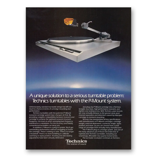 1984 Technics Turntable P Mount System Vintage Magazine Print Ad