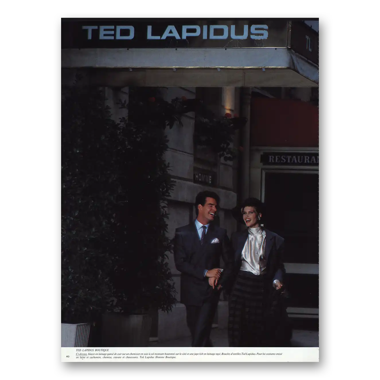 1984 Ted Lapidus Ci-dessus Blazer French Vintage Magazine Print Ad