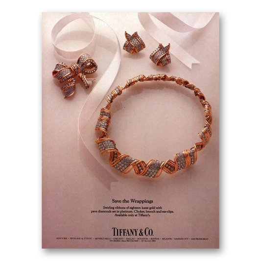 1984 Tiffany & Co Save the Wrappings Vintage Magazine Print Ad