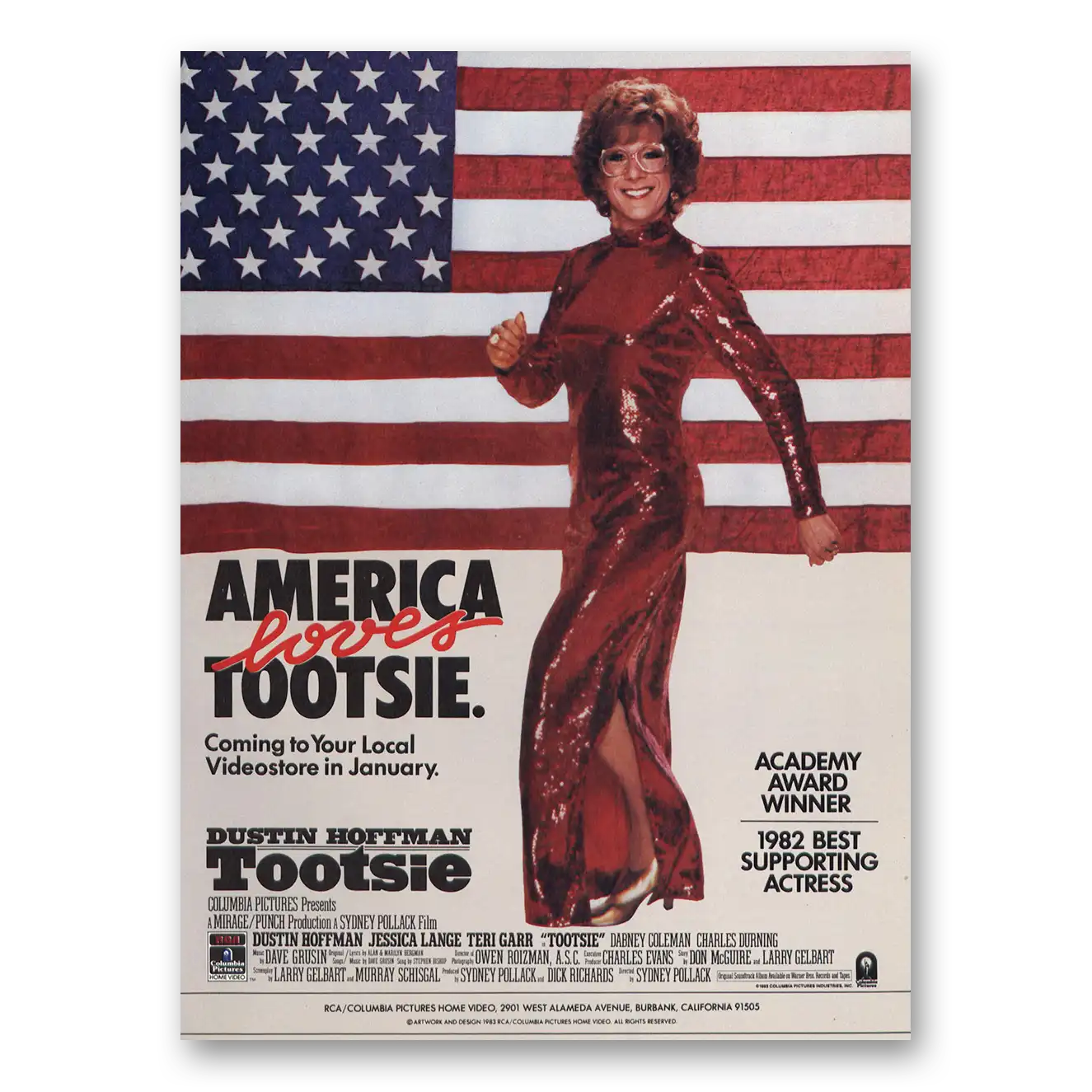 1984 Tootsie Promo Dustin Hoffman Vintage Magazine Print Ad