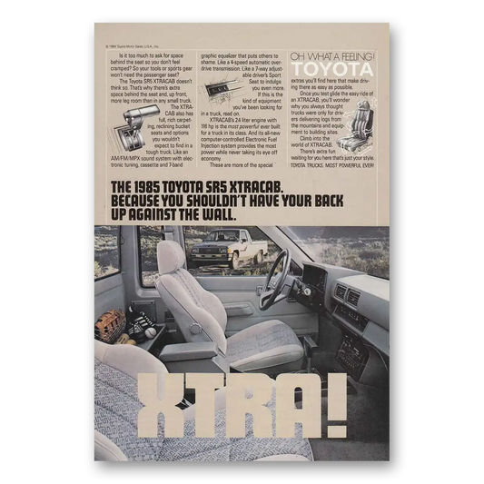 1984 Toyota SR5 Sport Truck Back Up Against the Wall Vintage Magazine Print Ad