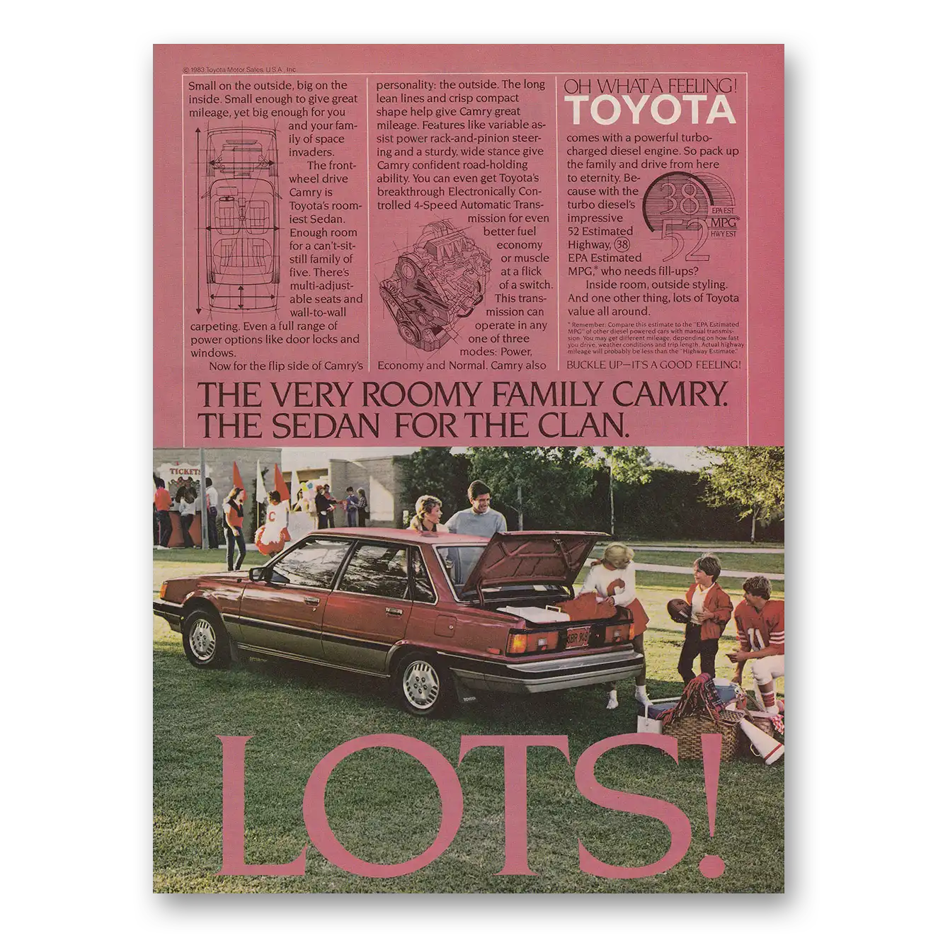 1984 Toyota Camry Very Roomy Family Camry Vintage Magazine Print Ad