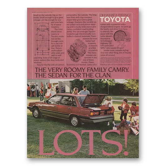 1984 Toyota Camry Very Roomy Family Camry Vintage Magazine Print Ad