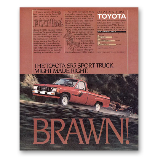 1984 Toyota SR5 Sport Truck Might Made Right Brawn Vintage Magazine Print Ad