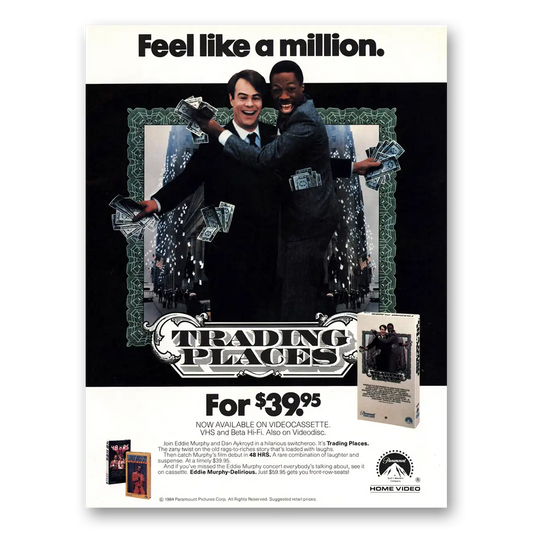 1984 Trading Places Movie Promo Dan Aykroyd and Eddie Murphy Vintage Magazine Print Ad