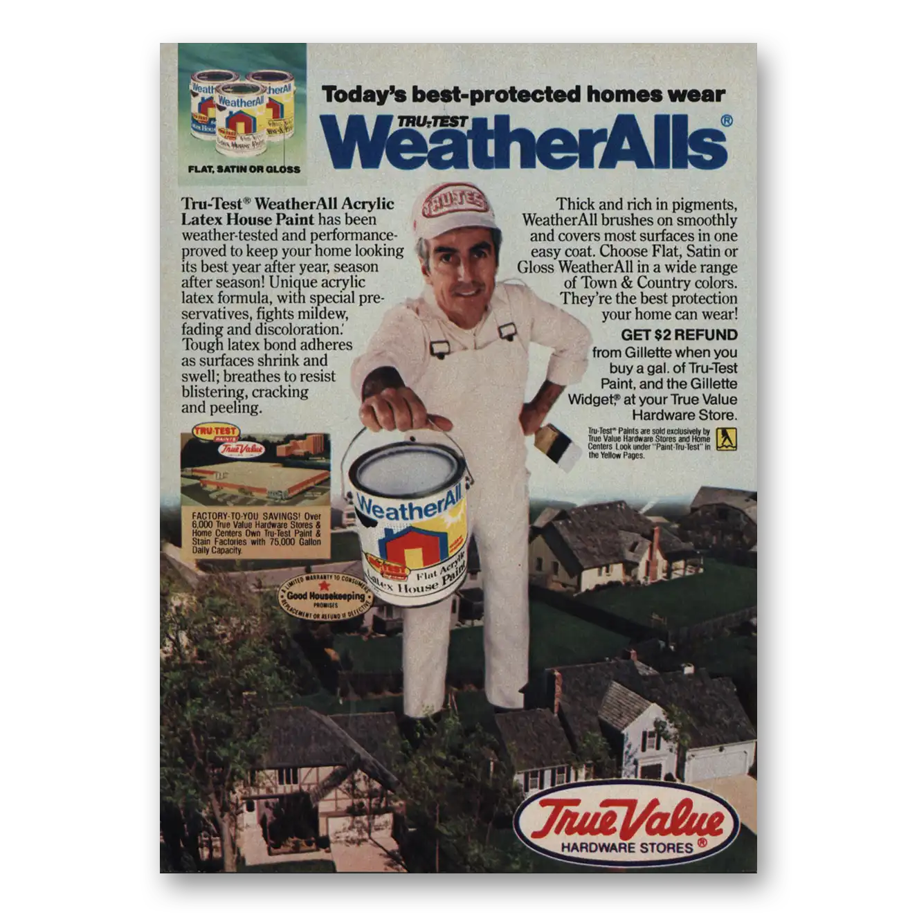 1984 True Value WeatherAlls Paint Acrylic Latex House Paint Vintage Magazine Print Ad