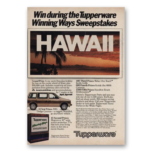 1984 Tupperware Winning Ways Sweepstakes Vintage Magazine Print Ad