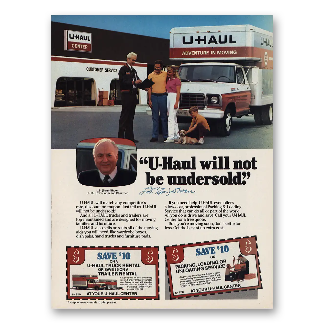 1984 Uhaul Will Not Be Undersold Vintage Magazine Print Ad