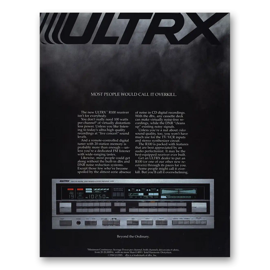 1984 ULTRX Receiver R100 Receiver People Would Call It Overkill Vintage Magazine Print Ad