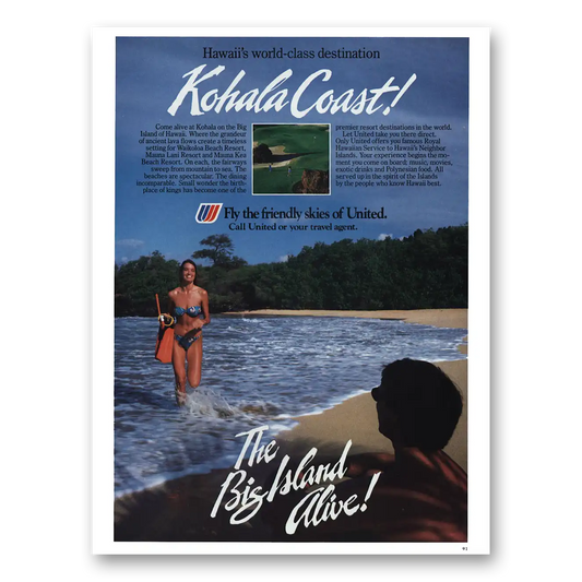 1984 United Airlines Kohala Coast Hawaii Vintage Magazine Print Ad