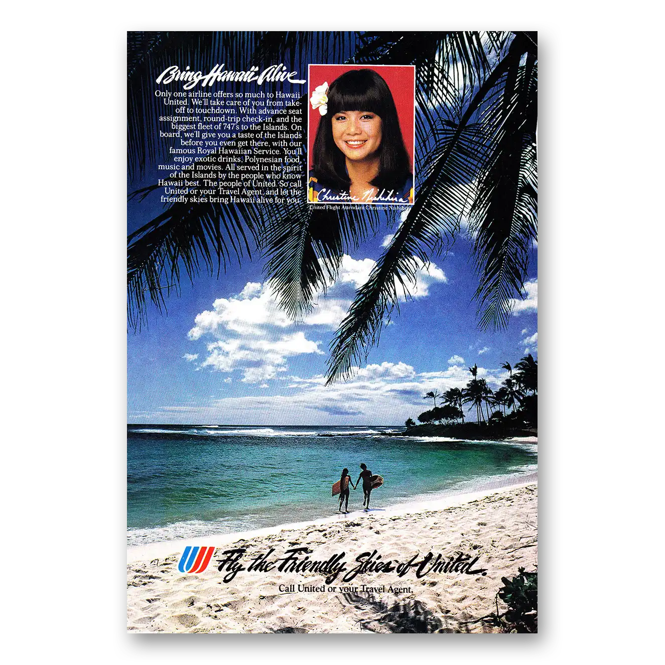 1984 United Airlines Bring Hawaii Alive Vintage Magazine Print Ad