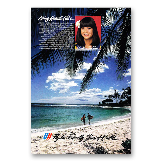 1984 United Airlines Bring Hawaii Alive Vintage Magazine Print Ad