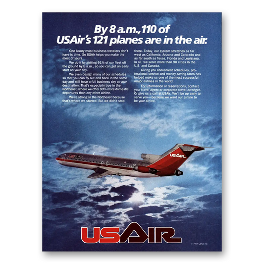 1984 US Air Planes Are In the Air Vintage Magazine Print Ad