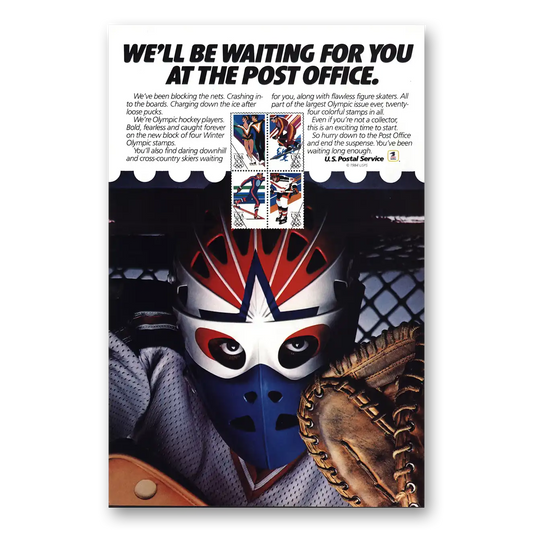 1984 United States Postal Service USPS Olympic Hockey Vintage Magazine Print Ad