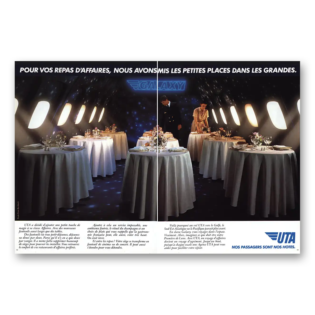 1984 UTA French Airlines Nos Passagers Sont Nos Hotes Galaxy Vintage Magazine Print Ad