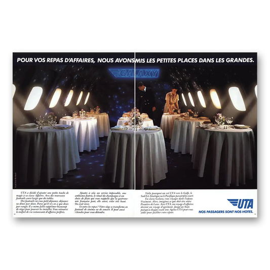 1984 UTA French Airlines Nos Passagers Sont Nos Hotes Galaxy Vintage Magazine Print Ad