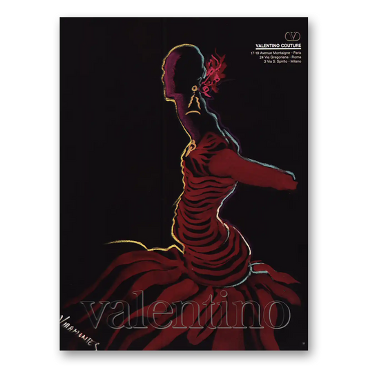 1984 Valentino Couture Paris Vintage Magazine Print Ad