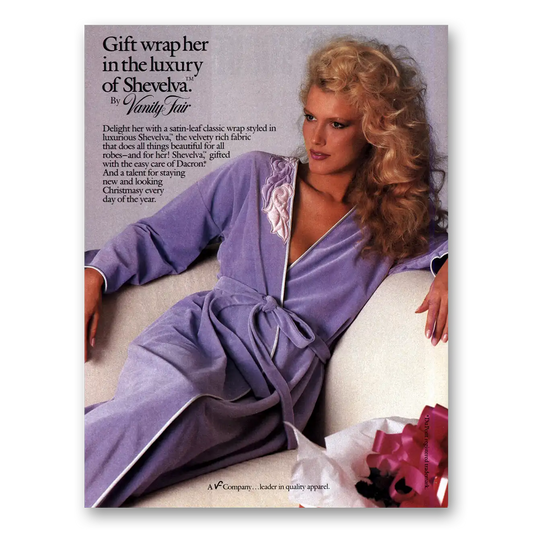 1984 Vanity Fair Fashion Wrap Her Luxury of Shevelva Vintage Magazine Print Ad