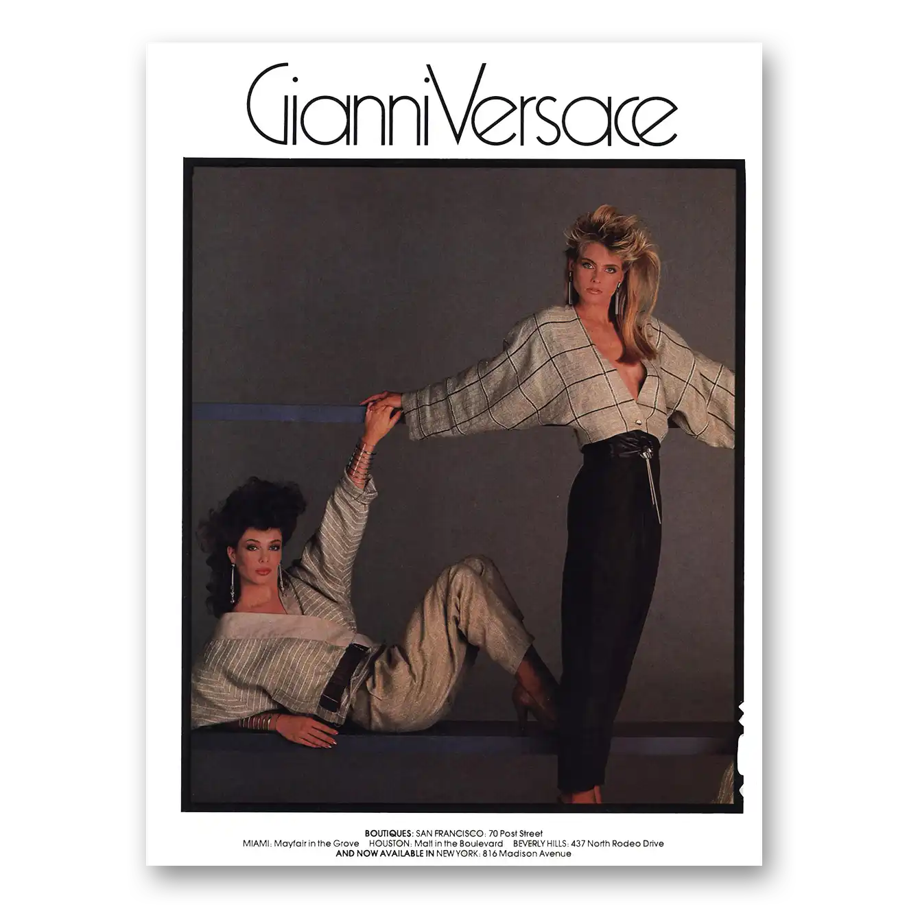 1984 Gianni Versace Tops and Pants Vintage Magazine Print Ad