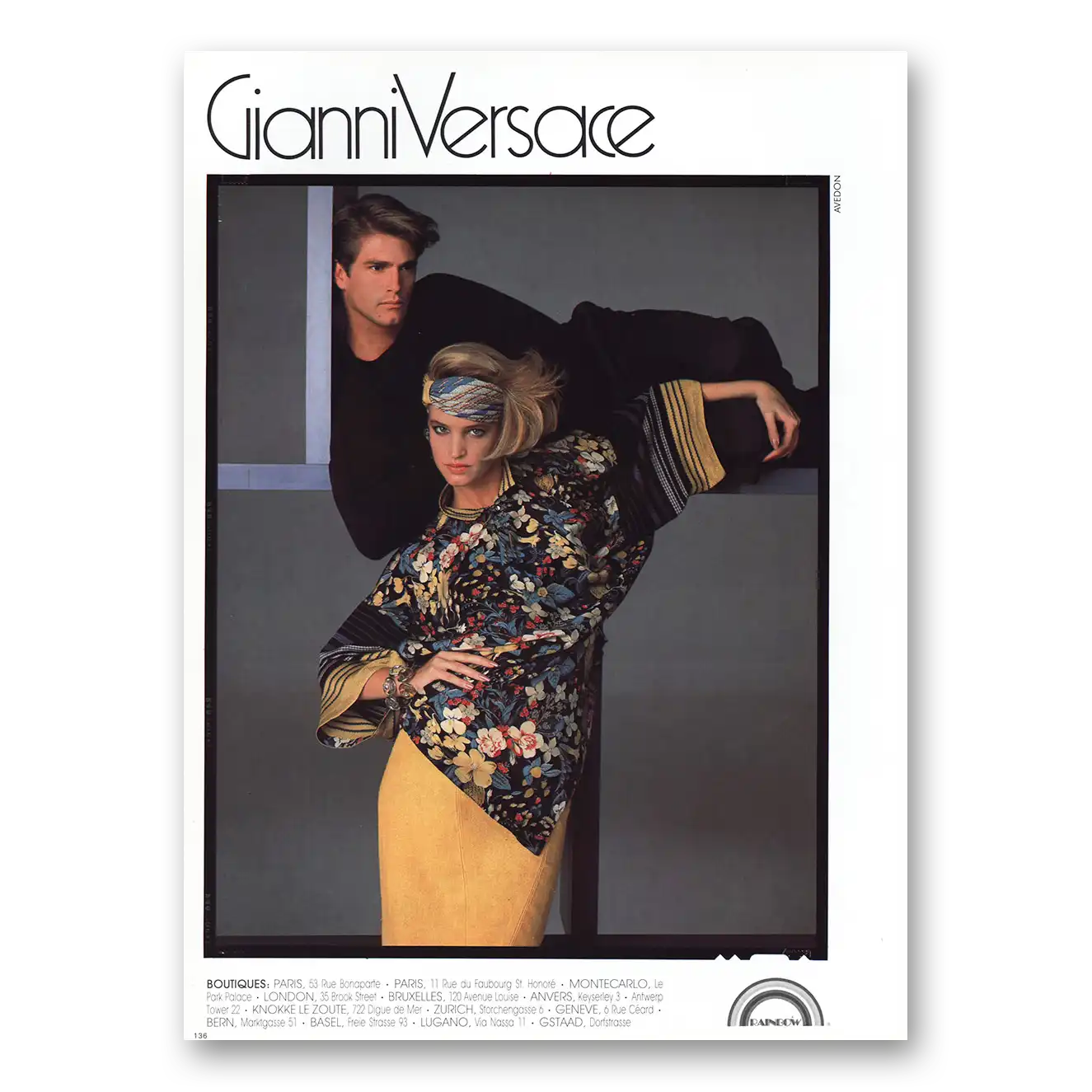 1984 Gianni Versace Paris Boutiques French Vintage Magazine Print Ad