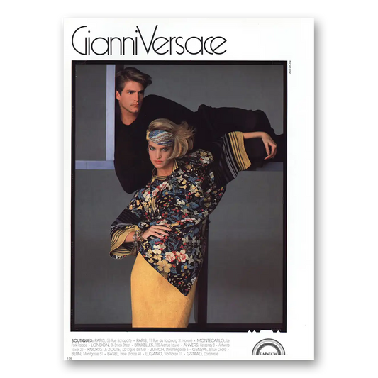 1984 Gianni Versace Paris Boutiques French Vintage Magazine Print Ad