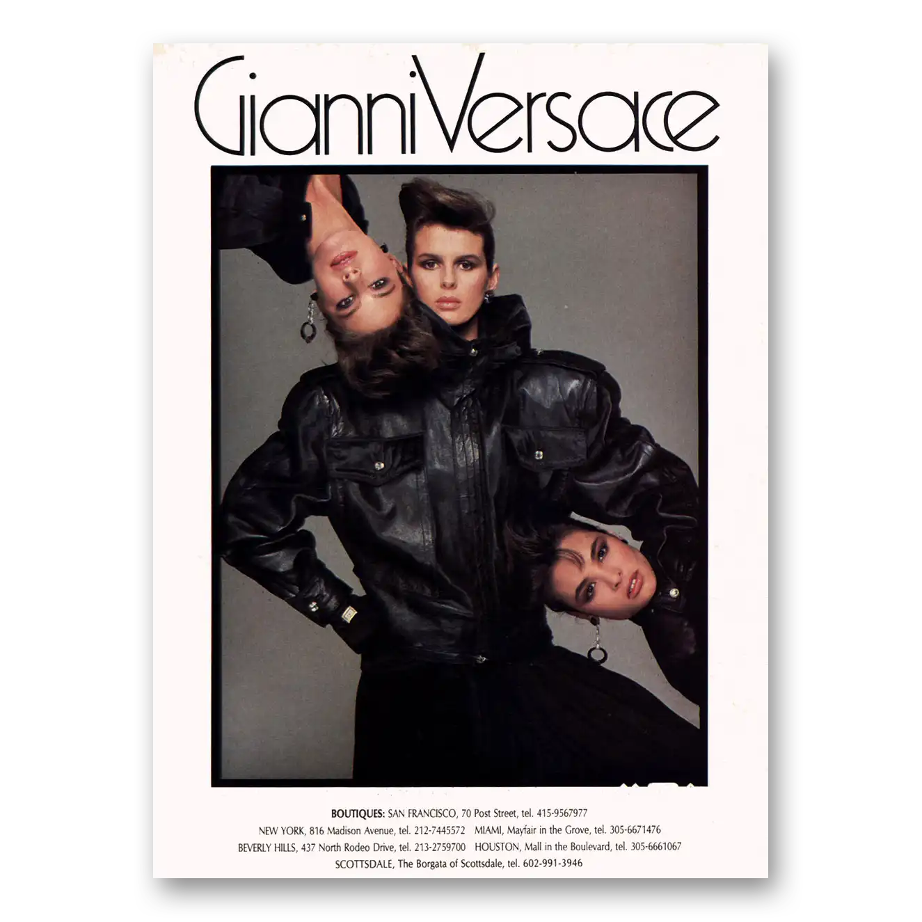 1984 Gianni Versace Leather Coat Vintage Magazine Print Ad