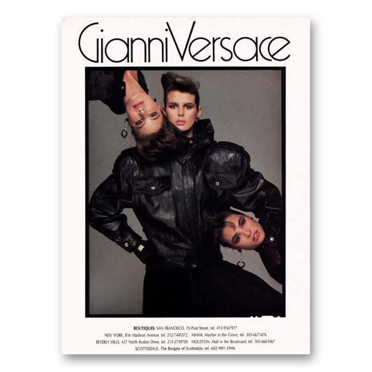 1984 Gianni Versace Leather Coat Vintage Magazine Print Ad