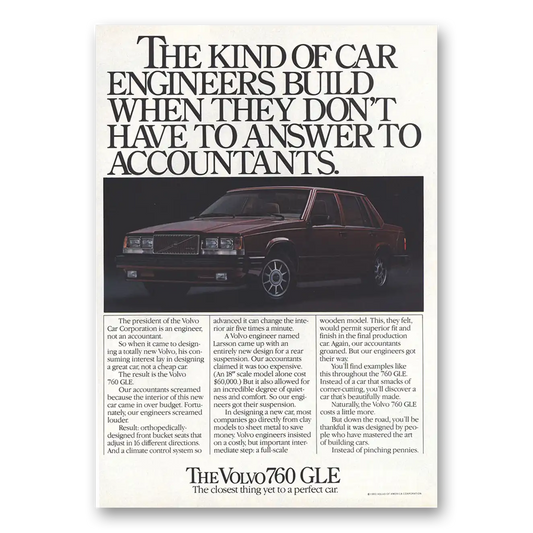 1984 Volvo Don't Have to Answer to Accountants Vintage Magazine Print Ad