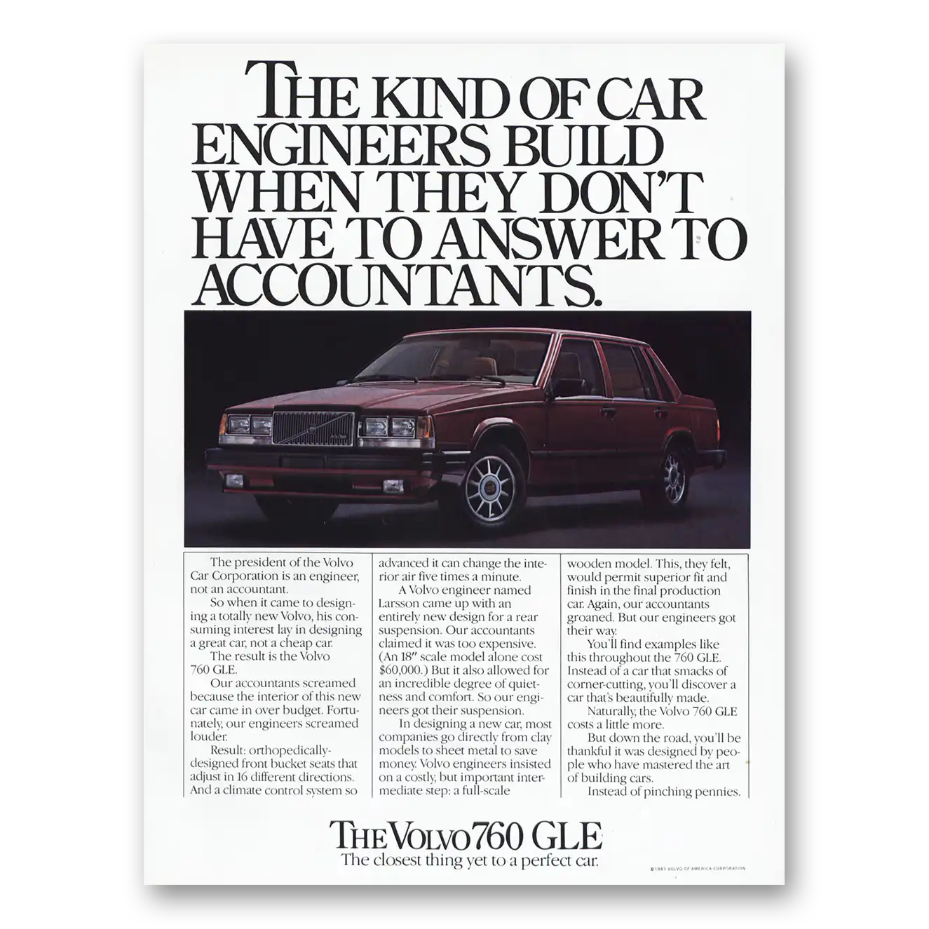 1984 Volvo 760 GLE Don’t Have To Answer to Accountants Vintage Magazine Print Ad