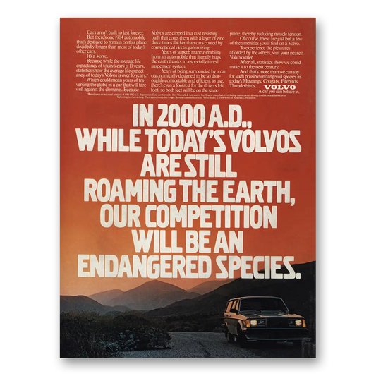 1984 Volvo AD While Todays Volvos Are Still Roaming Vintage Magazine Print Ad