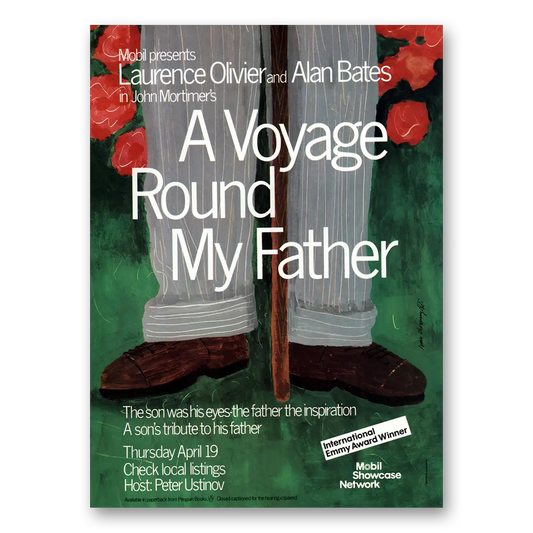 1984 A Voyage Round My Father Promo Laurence Olivier and Alan Bates Vintage Magazine Print Ad