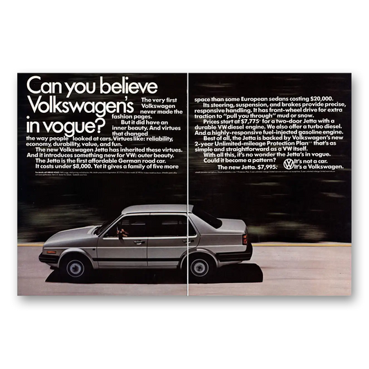 1984 Volkswagen Jetta Can You Believe In Vogue Vintage Magazine Print Ad