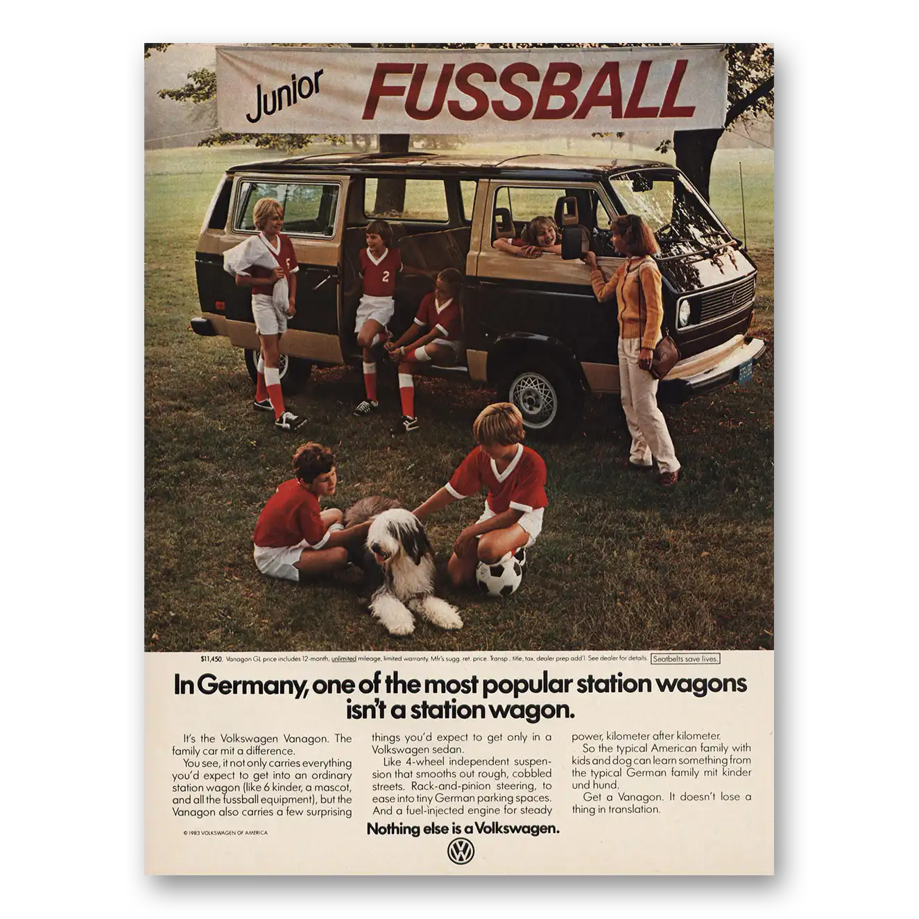 1984 Volkswagen Vanagon Germany One of Most Popular Vintage Magazine Print Ad