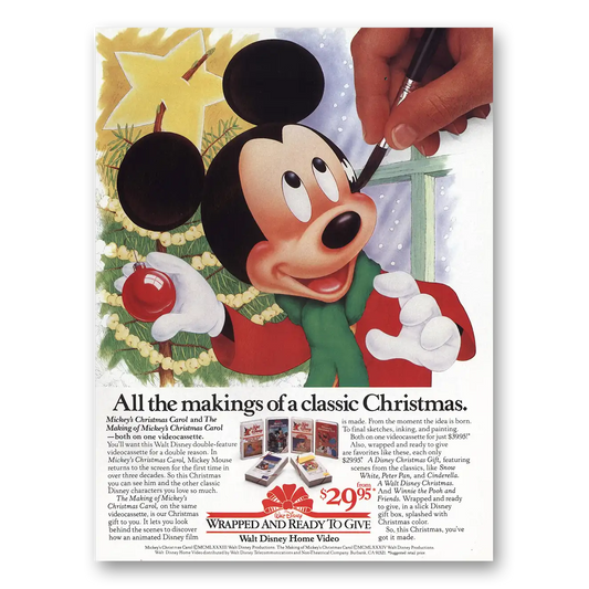 1984 Walt Disney Home Video Classic Christmas Vintage Magazine Print Ad