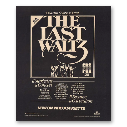 1984 The Last Waltz Promo Started As a Concert Vintage Magazine Print Ad