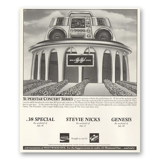 1984 Superstar Concert Series Promo Stevie Nicks 38 Special and Genesis Vintage Magazine Print Ad