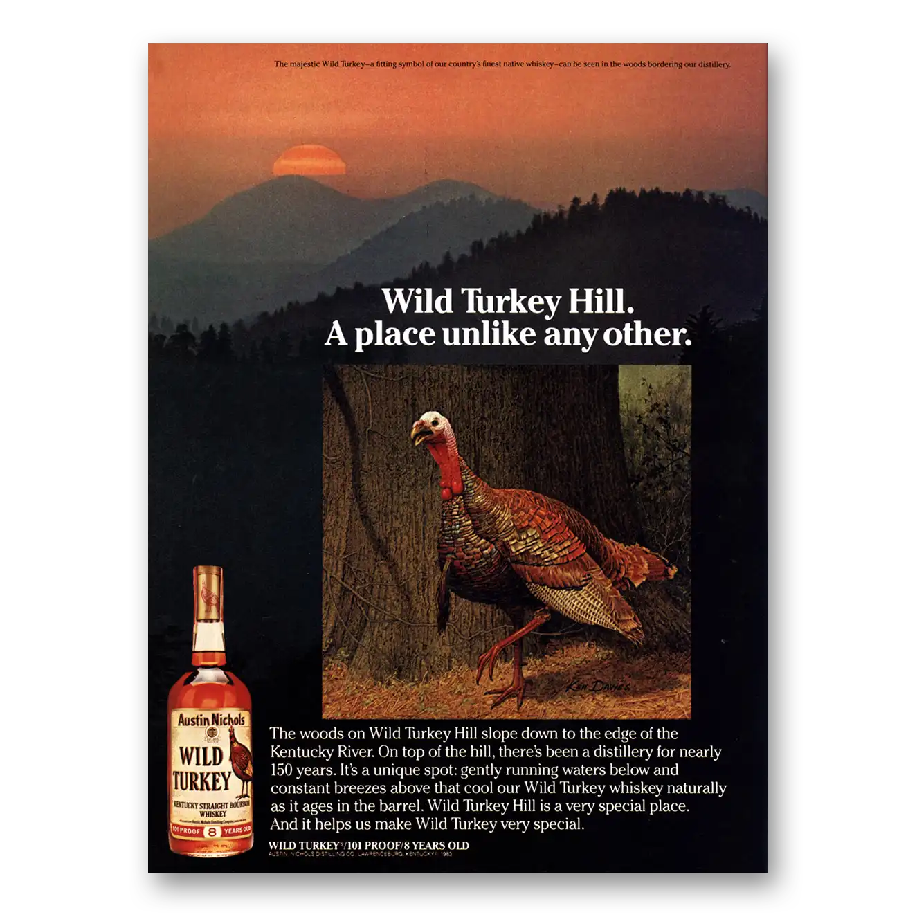 1984 Wild Turkey Bourbon Whiskey Wild Turkey Hill Place Unlike Any Other Vintage Magazine Print Ad